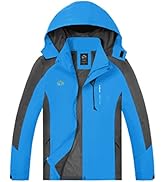 TEZO Mens Rain Jacket Waterproof Hiking Coat Windproof Mountain